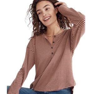 Hopscotch Henley Stripe Double-Face Jersey Tee – XS (Dusty Redwood)